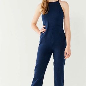 Urban Outfitters Women’s Navy Linen Blend Jumpsuit